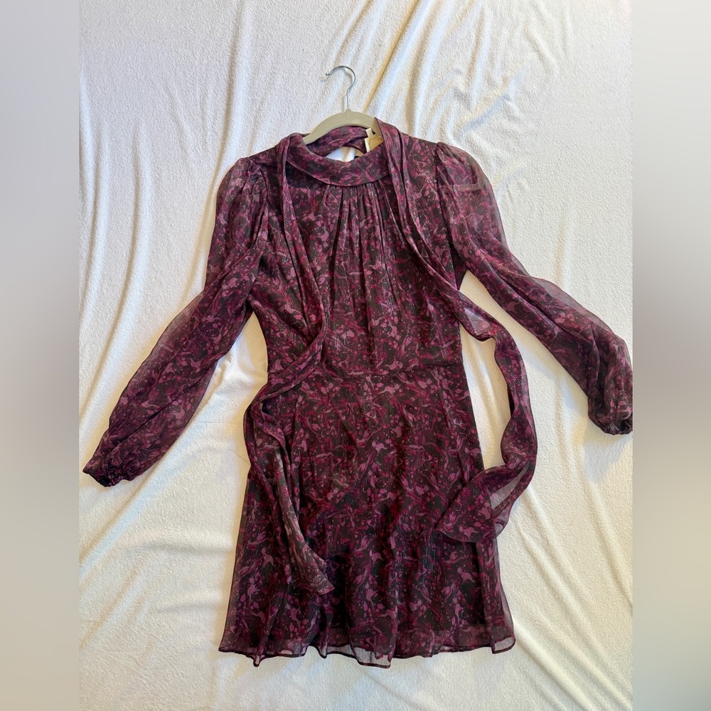 Chic Purple and Pink Long Sleeve Dress